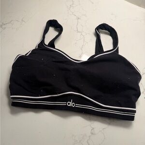 ALO Yoga Black Sports Bralette with White Piping